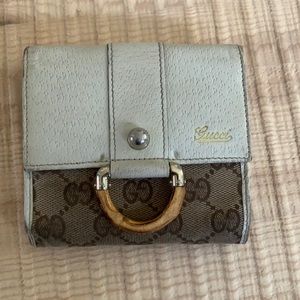 Vintage Gucci GG monogram leather bamboo wallet